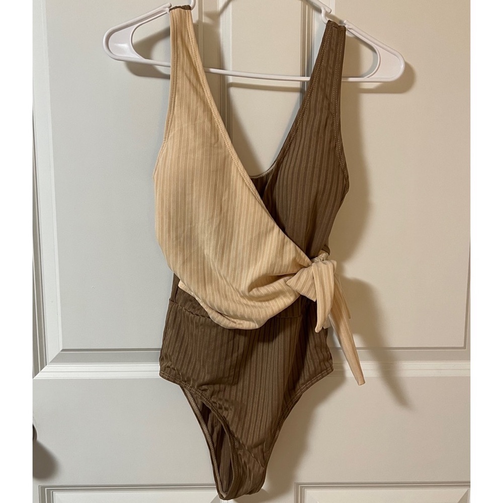 Two Tone One Piece Swimsuit